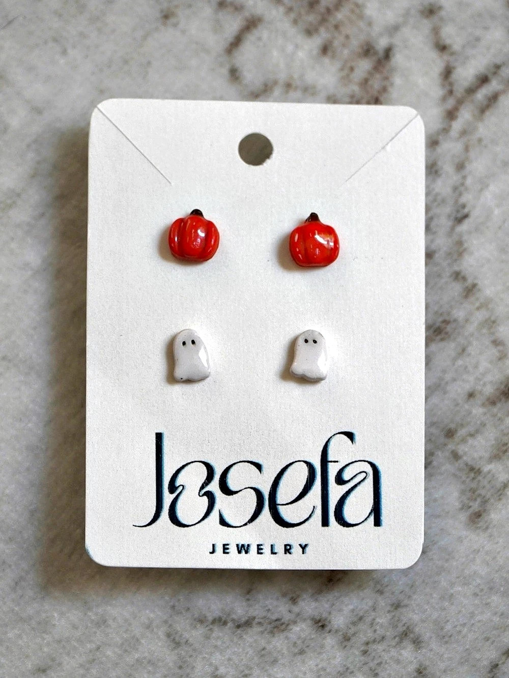 Josefa Pumpkin & White Ghost Earrings NWT